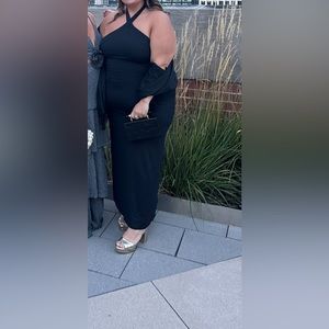 Black tie maxi dress